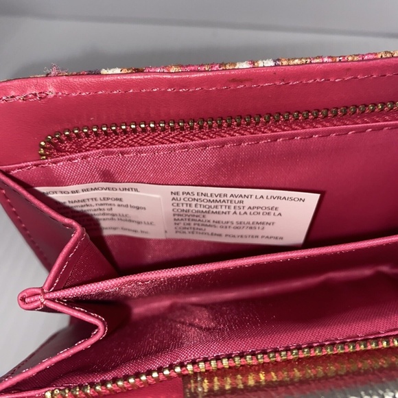 Nanette Lepore Stripe Wallet 6" Gold & Pink & Orange & White- - Picture 7 of 8